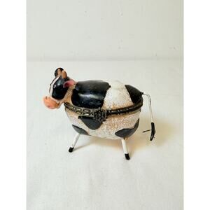 Vtg Ranger International Corp 2002 Hinged Cow Trinket Box Figurine